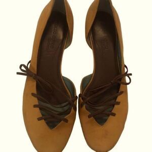 Anthropologie Front Lace Up Leather Ballet Flats Size 8M‎